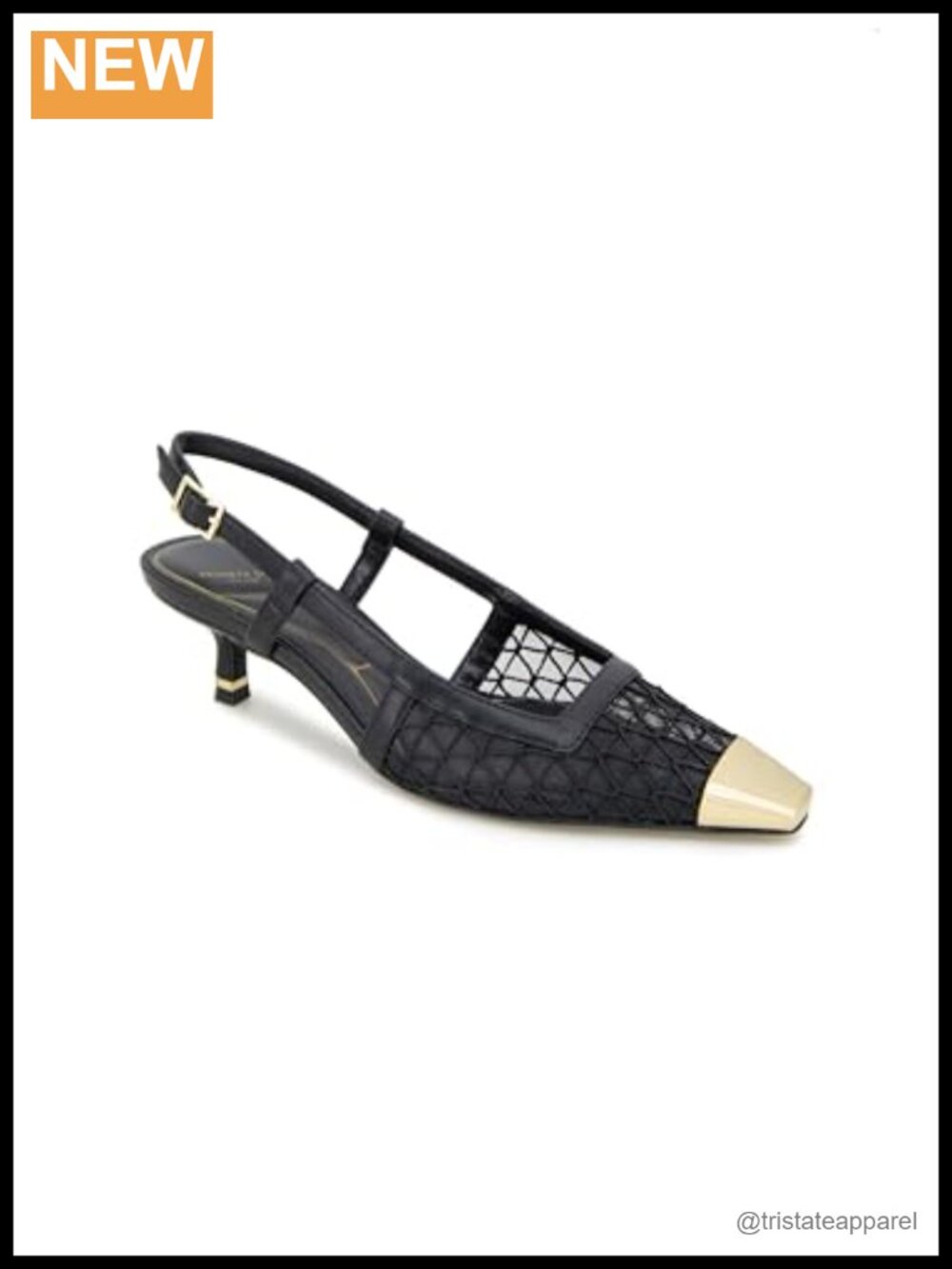 Kitten Heel Pointed Toe Pump with Metal Toe Cap & Cushioned Sock